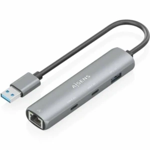 Hub USB Aisens ASUC-4P036-GR/ 2xUSB Tipo-C/ 1xUSB/ 1xRJ45/ Gris