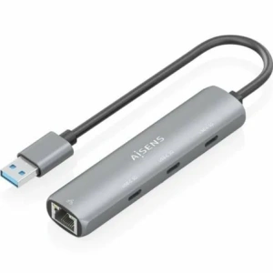 Hub USB Aisens ASUC-4P037-GR/ 3xUSB Tipo-C/ 1xRJ45/ Gris