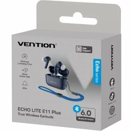 Auriculares Bluetooth Vention Echo Lite E11 Plus con estuche de carga/ Autonomía 6h/ Azules - Imagen 2