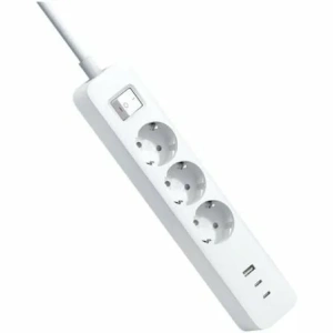 Regleta con Interruptor Xiaomi 20W Power Strip/ 3 Tomas de Corriente/ 1 USB/ 2 USB Tipo-C/ Cable 1.4m/ Blanca