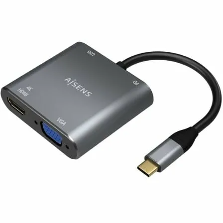 Conversor Aisens A109-0626/ HDMI Hembra - VGA Hembra - USB Tipo-C Macho - USB Hembra - USB Tipo-C Hembra/ 15cm/ Gris - Imagen 7
