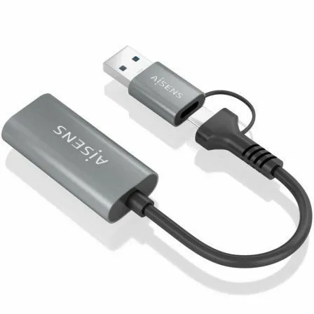 Conversor HDMI Aisens A109-0913/ USB + USB Tipo-C 3.1 Macho - HDMI Macho/ 15cm/ Gris - Imagen 9