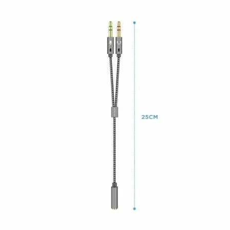 Cable Estéreo Aisens A128-0417/ Jack 3.5 Hembra - 2x Jack 3.5 Macho/ 25cm/ Gris - Imagen 6