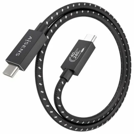 Cable USB 4.0 Tipo-C Aisens A156-0866/ USB Tipo-C Macho - USB Tipo-C Macho/ Hasta 240W/ 40Gbps/ 50cm/ Gris - Imagen 6