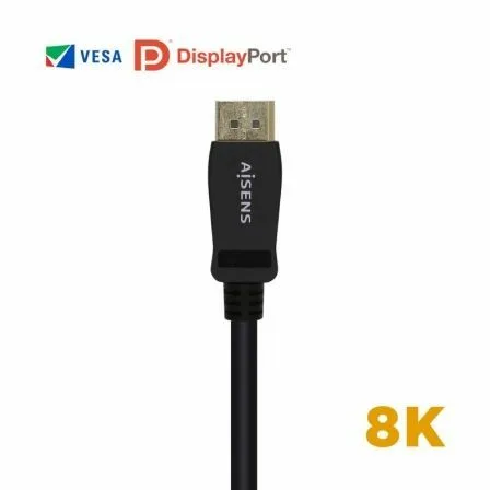 Cable DisplayPort 1.4 8K Aisens A149-0432/ DisplayPort Macho - DisplayPort Macho/ 2m/ Certificado/ Negro - Imagen 8