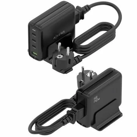 Cargador Sobremesa GaN Aisens ASCH-140W4P056-BK/ 3xUSB Tipo-C/ 1xUSB/ 140W - Imagen 9