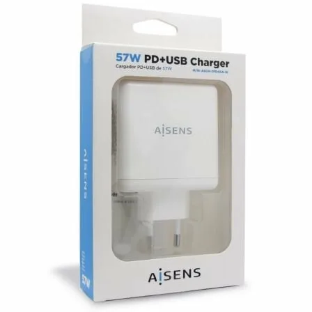 Cargador de Pared Aisens ASCH-2PD45A-W/ 1xUSB Tipo-C/ 1x USB/ 57W - Imagen 9