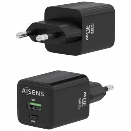 Cargador de Pared GaN Aisens ASCH-30W2P038-BK/ 1xUSB Tipo-C/ 1xUSB/ 30W - Imagen 6