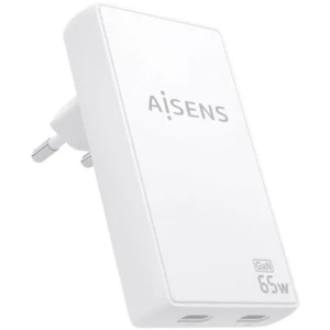 Cargador de Pared GaN Aisens ASCH-65W2P077-W/ 2xUSB Tipo-C/ 65W/ Blanco