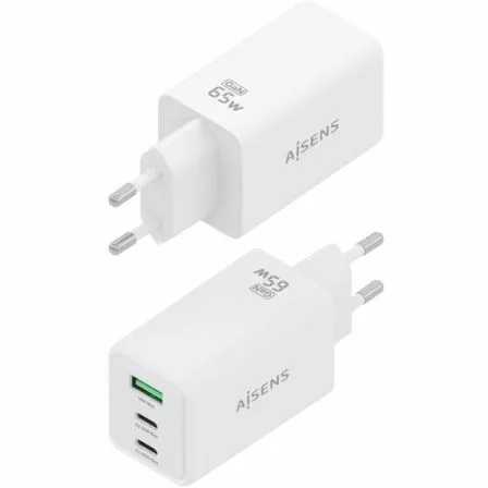 Cargador de Pared GaN Aisens ASCH-65W3P072-W/ 2xUSB Tipo-C/ 1xUSB/ 65W/ Blanco - Imagen 6