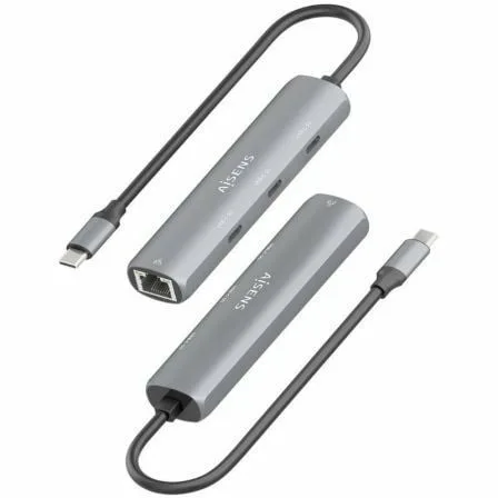 Hub USB Tipo-C Aisens ASUC-4P041-GR/ 3xUSB Tipo-C/ 1xRJ45/ Gris - Imagen 6
