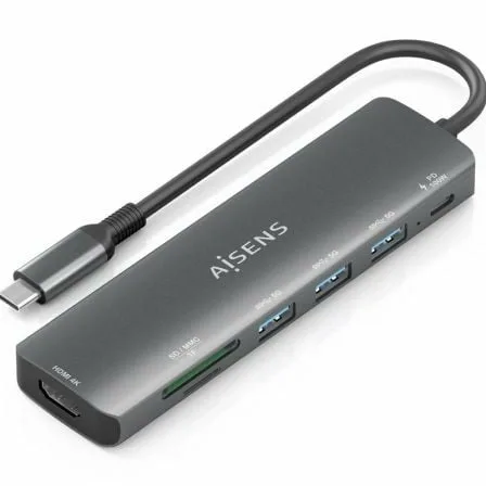 Docking USB Tipo-C Aisens ASUC-7P025-GR/ 1xHDMI 4K/ 3xUSB/ 1xUSB Tipo-C PD/ 1xLector Tarjetas/ Gris - Imagen 7