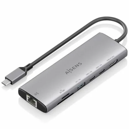 Docking USB Tipo-C Aisens ASUC-7P032-GR/ 1xHDMI 4K/ 1xUSB/ 2xUSB Tipo-C/ 1xRJ45/ 1xLector Tarjetas/ Gris - Imagen 4