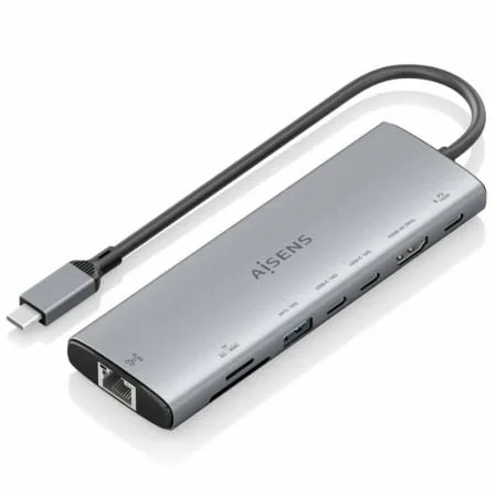Docking USB Tipo-C Aisens ASUC-8P033-GR/ 1xHDMI 4K/ 1xUSB/ 2xUSB Tipo-C/ 1xRJ45/ 1xLector Tarjetas/ 1xUSB Tipo-C PD/ Gris - Imagen 4