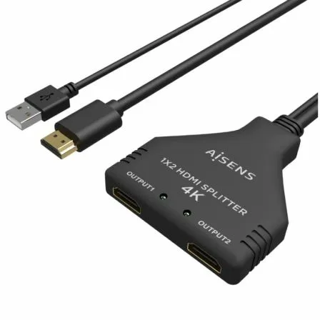 Cable Duplicador HDMI 4K Aisens A123-0654/ 2x HDMI Hembra - HDMI Macho - USB Macho/ 30cm/ Negro - Imagen 8
