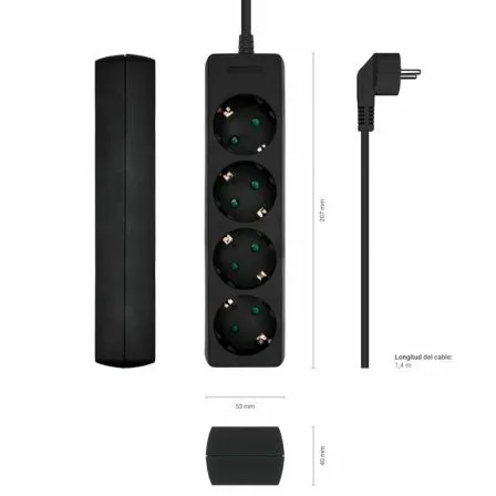 Regleta Aisens A154-0534/ 4 Tomas de Corriente/ Cable 1.4m/ Negro - Imagen 9