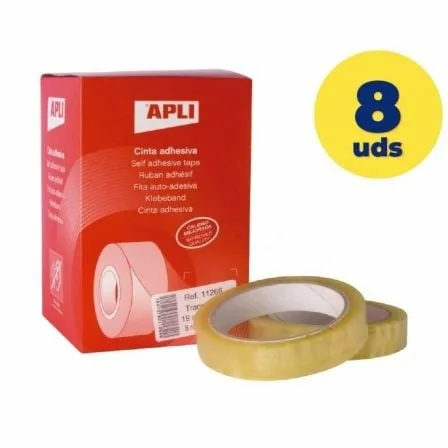 Caja de Cintas Adhesivas Transparentes Apli 11266/ 1.9cm x 66m/ 8 unidades - Imagen 3