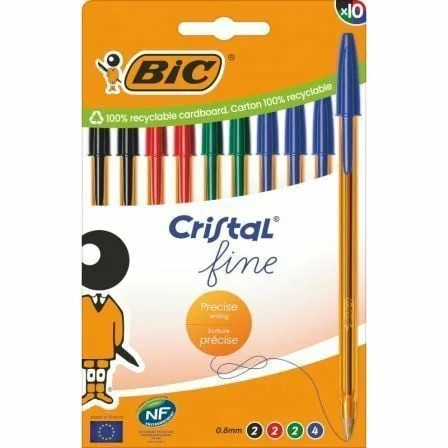 Bolígrafos de Tinta de Aceite Bic Cristal Fine 516356/ 10 unidades/ Colores Surtidos - Imagen 7