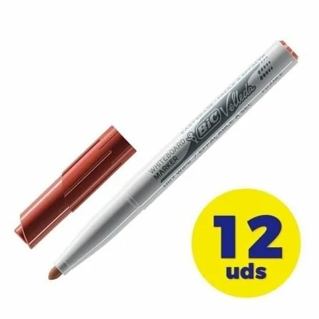Caja de Rotuladores para Pizarra Bic Velleda 9581691/ 2mm/ 12 unidades/ Rojos - Imagen 3