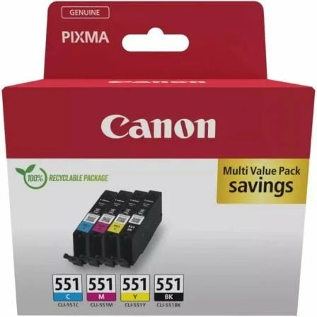 Cartucho de Tinta Original Canon CLI-551 Multipack/ Cian/ Magenta/ Amarillo/ Negro - Imagen 3