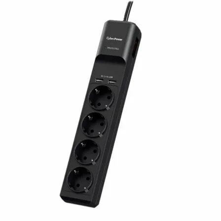 Regleta con interruptor Cyberpower P0420SUD0-DE/ 4 Tomas de corriente/ 2 USB/ Cable 1.8m/ Negra - Imagen 3