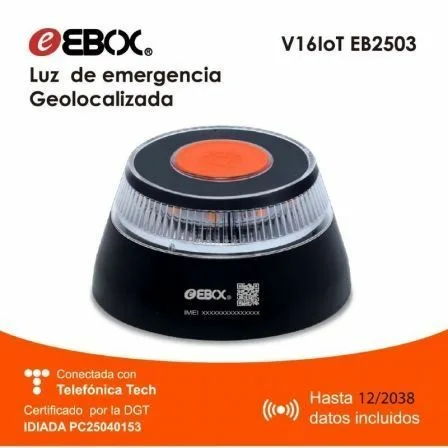 Luz baliza de emergencia para coche Ebox V16 IoT EB2503/ Homologada/ Base Imantada/ Geolocalizable/ Funciona a Pilas/ Incluye Funda - Imagen 6