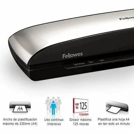 Plastificadora Fellowes Spectra A4/ hasta A4 y 125 Micras/ Negra y Gris - Imagen 8