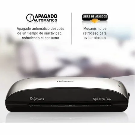 Plastificadora Fellowes Spectra A4/ hasta A4 y 125 Micras/ Negra y Gris - Imagen 9
