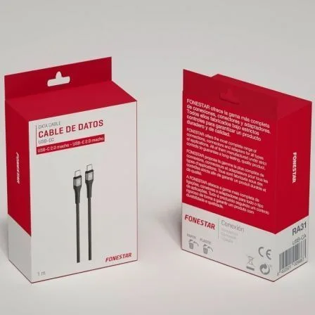 Cable USB 2.0 Tipo-C Fonestar USB-CC/ USB Tipo-C Macho - USB Tipo-C Macho/ 480Mbps/ Hasta 100W/ 1m/ Negro - Imagen 6