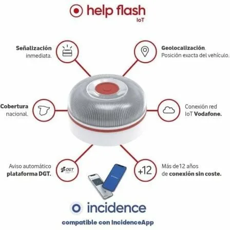 Luz baliza de emergencia para coche Help Flash V16 Connected IoT/ Homologada/ Base Imantada/ Geolocalizable/ Funciona a Pilas - Imagen 6