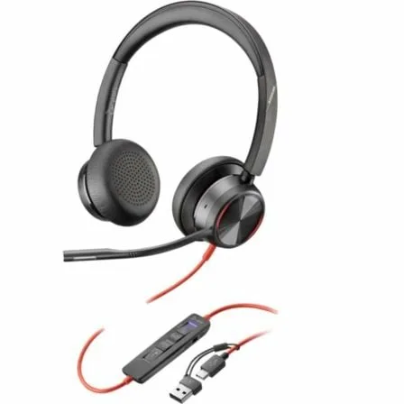 Auriculares Poly Blackwire 8225 para Microsoft Teams + Adaptador USB-C/A/ con Micrófono/ USB Tipo-C/ Negros - Imagen 3