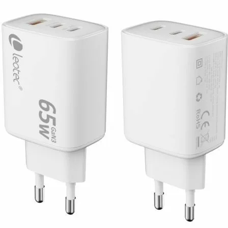 Cargador de Pared GaN Leotec LECSPH65W3W2/ 2xUSB Tipo-C/ 1xUSB/ 65W - Imagen 5