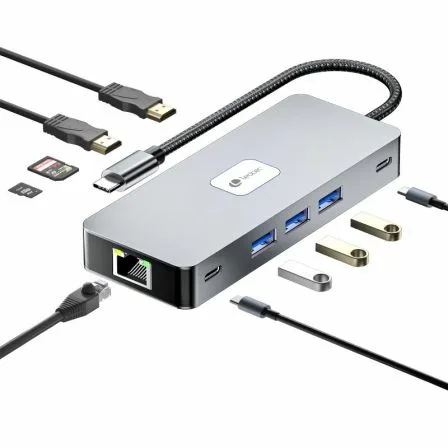 Docking USB Tipo-C Leotec LEDS02/ 3xUSB/ 1xUSB Tipo-C/ 1xUSB Tipo-C PD/ 2xHDMI 4K/ 1xRJ45/ 1xLector Tarjetas SD y MicroSD/ Gris - Imagen 8