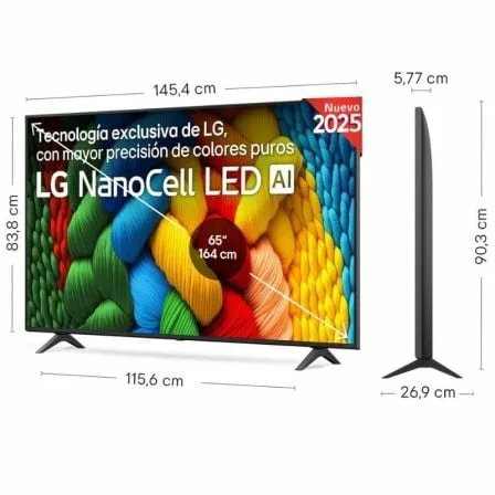 Televisor LG NanoCell 65NANO80A6B 65"/ Ultra HD 4K/ Smart TV/ WiFi - Imagen 2