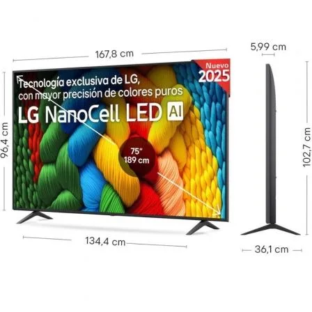 Televisor LG NanoCell 75NANO80A6B 75"/ Ultra HD 4K/ Smart TV/ WiFi - Imagen 5