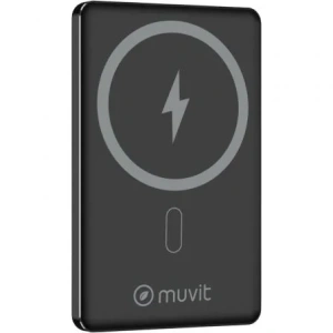 Powerbank 5000mAh Muvit For Change MCCHP0009/ 20W/ Wireless/ Negra/ Incluye Cable USB Tipo-C