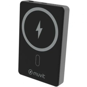 Powerbank 10000mAh Muvit For Change MCCHP0010/ 20W/ Wireless/ Negra/ Incluye Cable USB Tipo-C