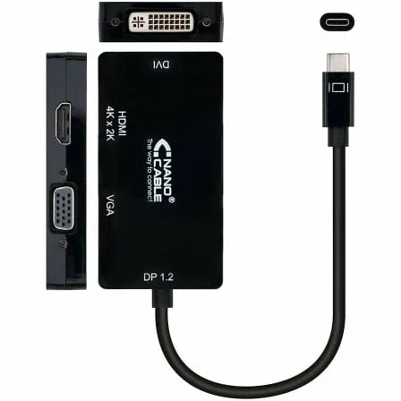 Conversor Nanocable 10.16.4301-BK/ USB Tipo-C Macho - VGA Hembra/ DVI Hembra/ HDMI Hembra/ 10cm/ Negro - Imagen 8