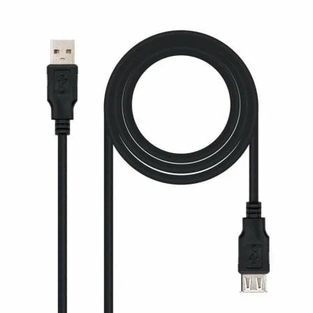 Cable Alargador USB 2.0 Nanocable 10.01.0203-BK/ USB Macho - USB Hembra/ 1.8m/ Negro - Imagen 7