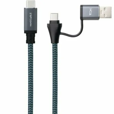 Cable USB 3.2 Tipo-C Nanocable 10.01.4113-COMB/ USB Tipo-C Macho + USB Macho - USB Tipo-C Macho/ Hasta 100W/ 20Gbps/ 3m/ Gris y Negro - Imagen 2