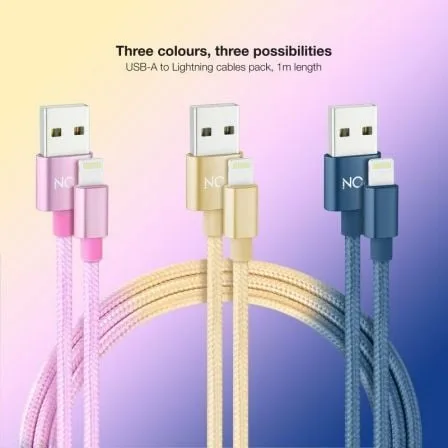 Cables USB 2.0 Lightning Nanocable 10.10.0401-CO2/ USB Macho - Lightning Macho/ 1m/ 3 Unidades/ Rosa, Dorado, Azul Pacífico - Imagen 8