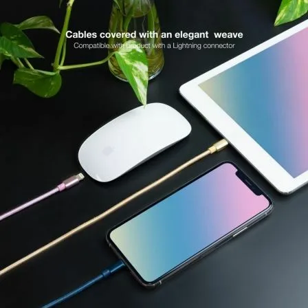 Cables USB 2.0 Lightning Nanocable 10.10.0401-CO2/ USB Macho - Lightning Macho/ 1m/ 3 Unidades/ Rosa, Dorado, Azul Pacífico - Imagen 9