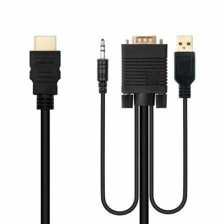 Cable Conversor Nanocable 10.15.4350/ HDMI Macho - VGA Macho - Jack 3.5 Macho - USB Macho/ 1.8m/ Negro - Imagen 8