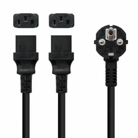 Cable Alimentación Nanocable 10.22.0100/ Schuko Macho - 2 x C13 Hembra/ 1.8m/ Negro - Imagen 2