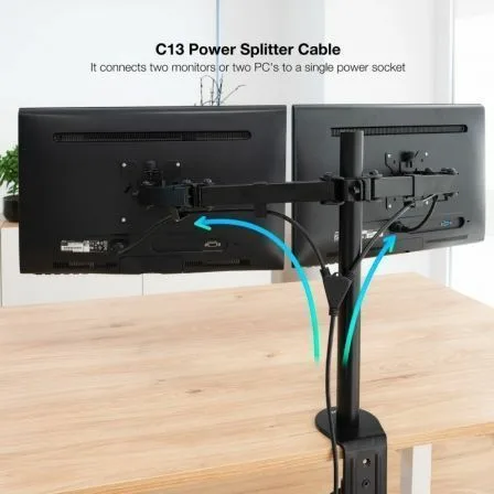 Cable Alimentación Nanocable 10.22.0100/ Schuko Macho - 2 x C13 Hembra/ 1.8m/ Negro - Imagen 3