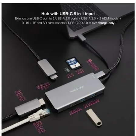 Docking Tipo-C Nanocable 10.16.1009/ 3xUSB/ 2xHDMI 4K/ 1xRJ45/ 1xLector tarjetas/ 1xUSB Tipo-C PD/ Gris - Imagen 9
