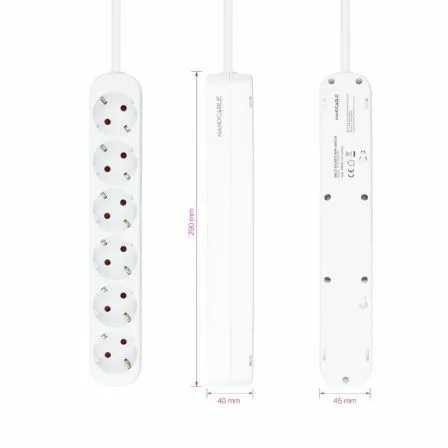 Regleta Nanocable 10.37.0006-NS/ 6 Tomas de Corriente/ Cable 1.4m/ Blanca - Imagen 9