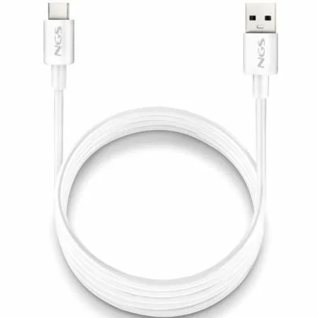 Cable USB 2.0 NGS ZYRO-AC/ USB Macho - USB Tipo-C Macho/ Hasta 15W/ 480Mbps/ 1m/ Blanco - Imagen 4