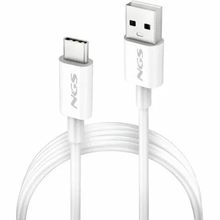 Cable USB 2.0 NGS ZYRO-AC/ USB Macho - USB Tipo-C Macho/ Hasta 15W/ 480Mbps/ 1m/ Blanco - Imagen 5
