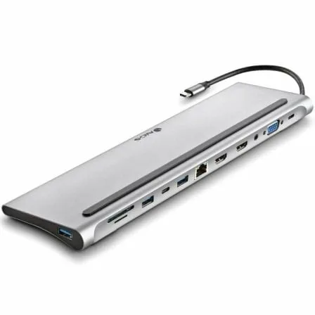 Docking USB Tipo-C NGS WonderDock12/ 3xUSB/ 2xHDMI 4K/ 1xVGA/ 1xRJ45/ 1xLector de Tarjetas/ 1xJack 3.5/ 1xUSB Tipo-C PD/ Gris - Imagen 7